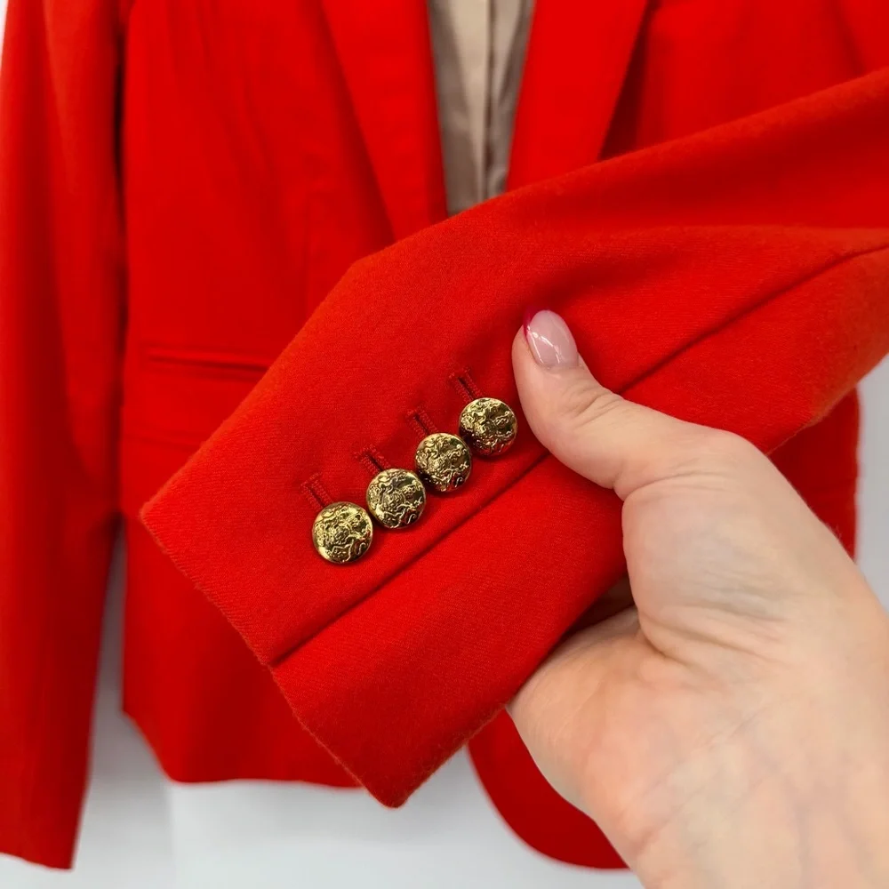 J‎ Crew Schoolboy Blazer Orange Women’s Size 0 Wool Jacket Career - Picture 6 of 12